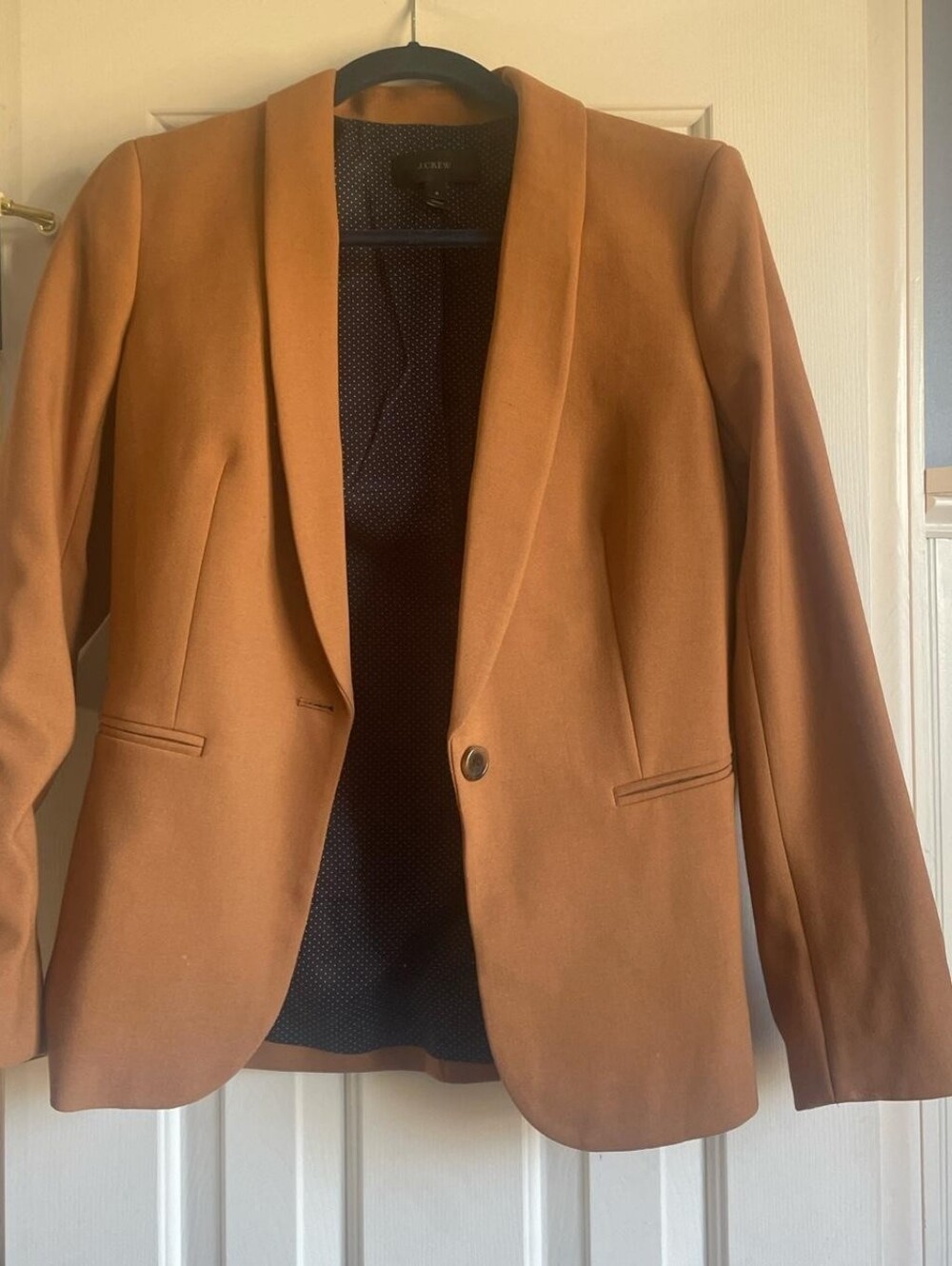 J. Crew Parke Blazer Flannel Wool Camel Tan Size 6 Stretch Quiet Luxury